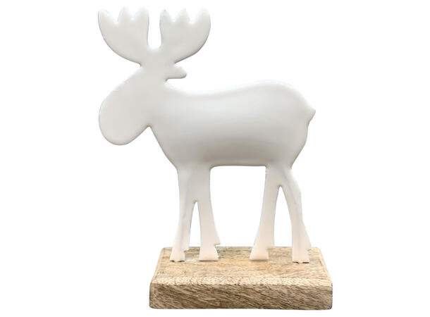 Elg emalje hvit metall/tre 13x5x17cm Forpk 8stk 