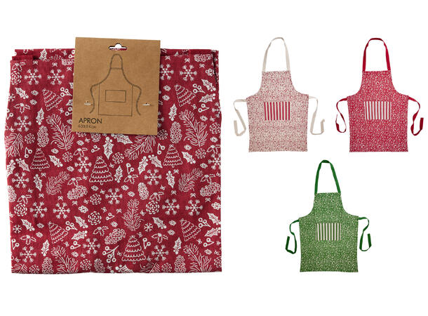 Forkle jul bomull 84x60cm 3ass Rød Grønn Sand 