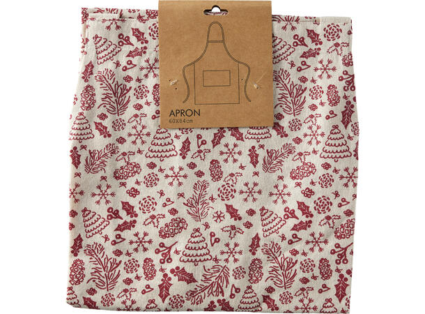 Forkle jul bomull 84x60cm 3ass Rød Grønn Sand 