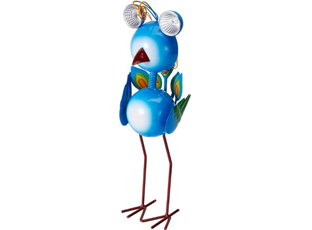 Fugl Solar metall 16x11x34cm 3ass Flamingo, påfugl, fugl. 