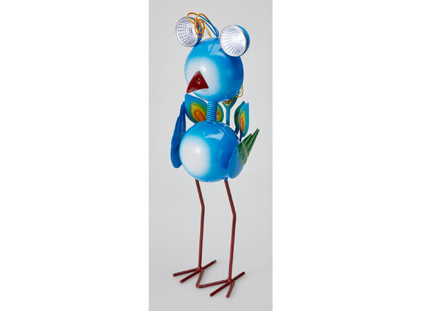 Fugl Solar metall 16x11x34cm 3ass Flamingo, påfugl, fugl. 