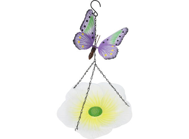 Fuglebad blomst metall 24x37cm 3ass 