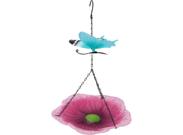 Fuglebad blomst metall 24x37cm 3ass 