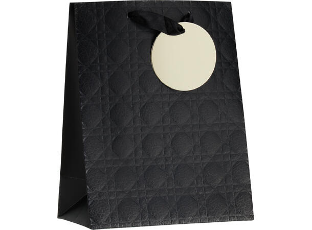 Gavepose 23x18x10cm m/bånd 4ass Forpk 24stk Sort rosa hvit taupe 