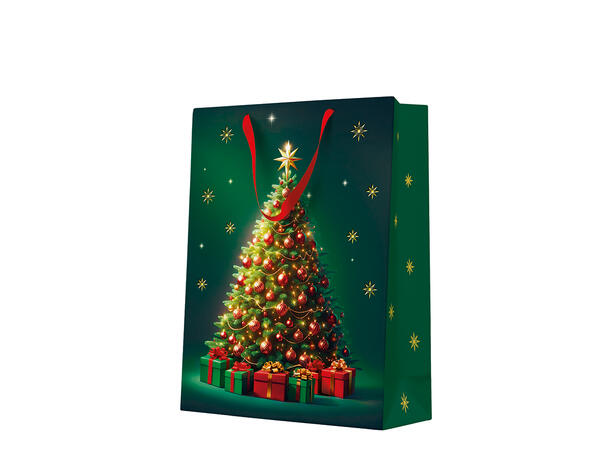 Gavepose Juletre grønn 30x12x41 