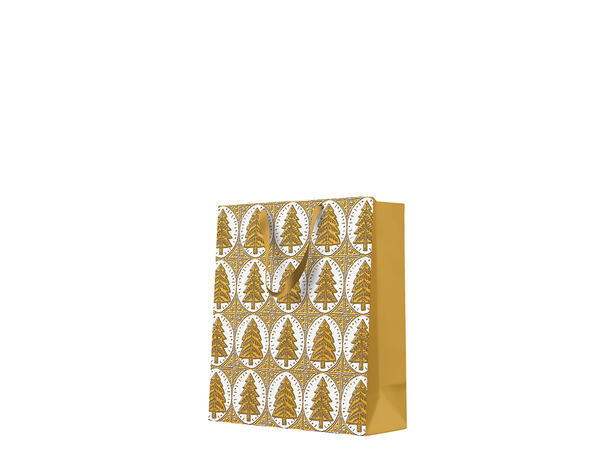 Gavepose Juletre gull 20x10x25 Premium 210gsm papirkvalitet 