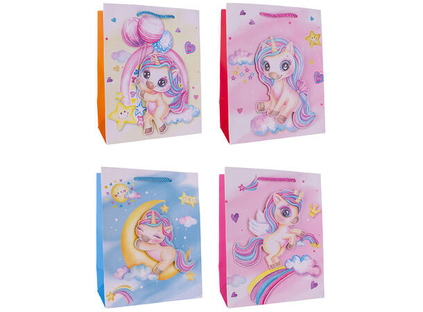 Gavepose Unicorn 18x23x10cm 4ass Forpk 12stk 