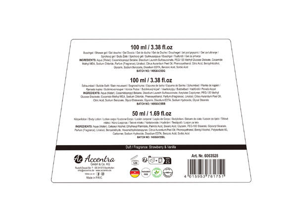 Gavesett Dusjsåpe skumbad lotion Vanilla Vegansk Uten mineralolje og parabener 