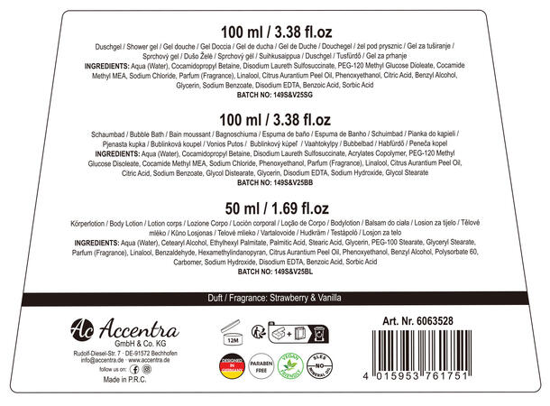 Gavesett Dusjsåpe skumbad lotion Vanilla Vegansk Uten mineralolje og parabener 