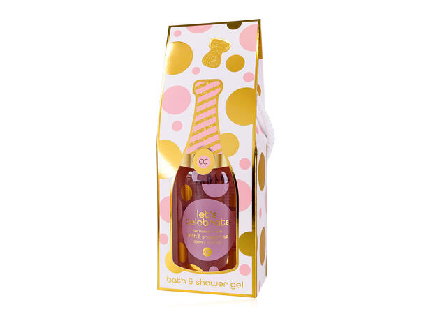 Gavesett m/bade-dusjsåpe 360ml champ.fl. Vegansk Uten parabener/SLES m/roseduft 