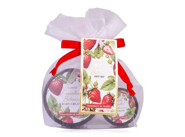 Gavesett pose bodykrem leppepomade 3ass Display 18stk Vegansk Uten m.olje/parab 