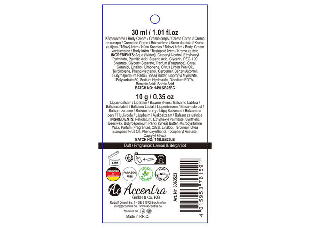 Gavesett pose bodykrem leppepomade 3ass Display 18stk Vegansk Uten m.olje/parab 