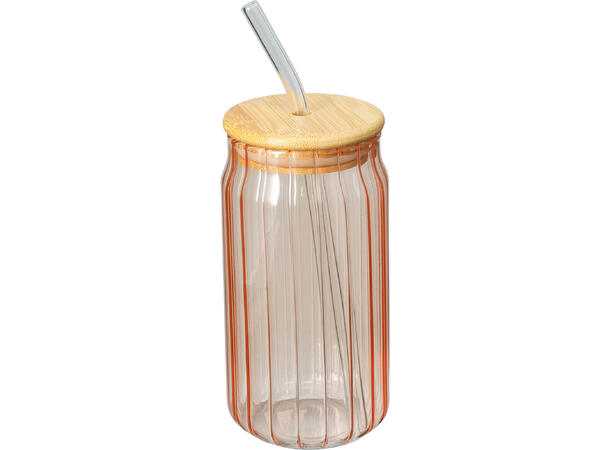 Glass m/sugerør 8x14cm 500ml 3ass 