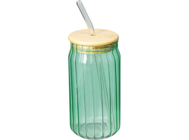 Glass m/sugerør 8x14cm 500ml 3ass 