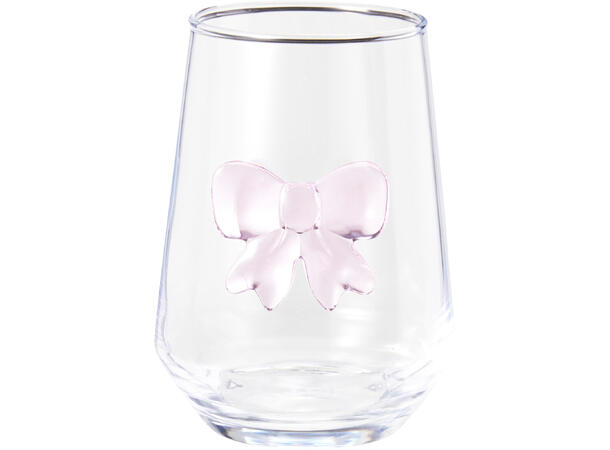 Glass rosa sløyfe 400ml 11,5cm 