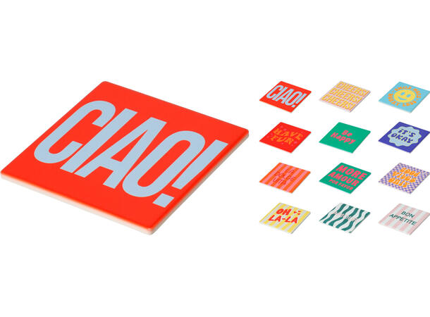 Glassbrikke keramikk 9x9cm 12ass 24stk i display 