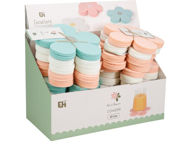 Glassbrikker filt ass blomster 13cm 4stk 