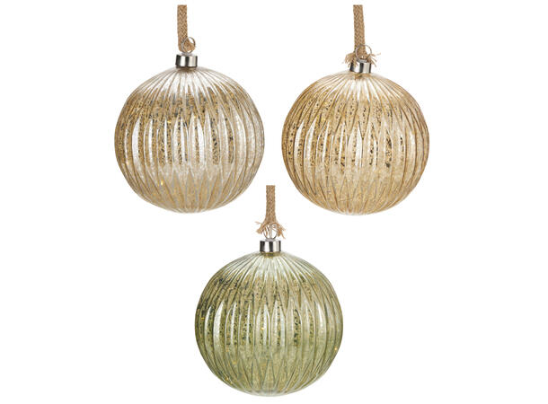 Glasskule henge 15 LED-pærer 17cm 3ass Batteri 2xAAA ikke inkl Timer 8/16t 