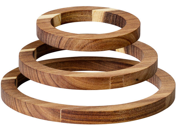 Gryteunderlag akasietre d:12-20cm 3stk 