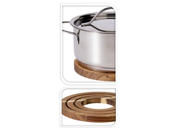 Gryteunderlag akasietre d:12-20cm 3stk 