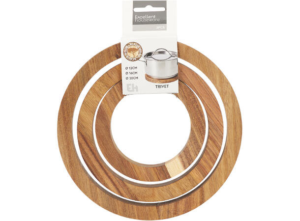 Gryteunderlag akasietre dia:12-20cm 3stk 