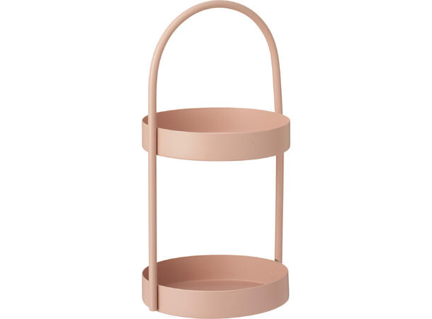 Hylle 2 etg metall Dia15xH30cm 3ass Smykkestativ rosa, gørnn,krem 