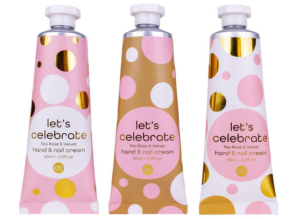 Hånd- og neglkrem 60ml tube 3ass Display 72stk. Vegansk 