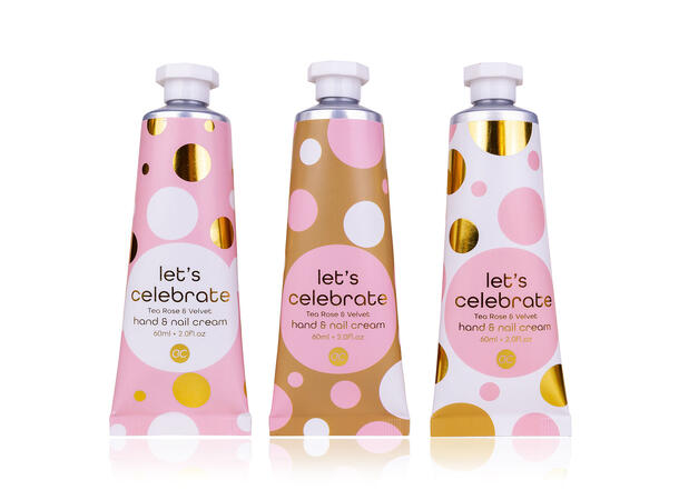 Hånd- og neglkrem 60ml tube 3ass Display 72stk. Vegansk 