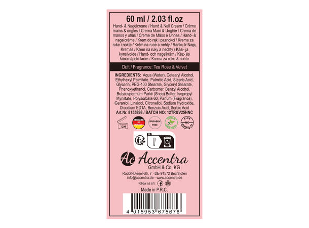 Hånd- og neglkrem 60ml tube 3ass Display 72stk. Vegansk 