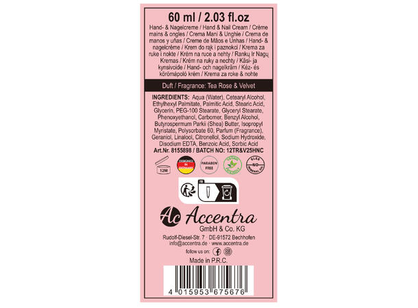 Hånd- og neglkrem 60ml tube 3ass Display 72stk. Vegansk 