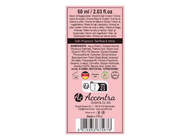 Hånd- og neglkrem 60ml tube 3ass Display 72stk. Vegansk 