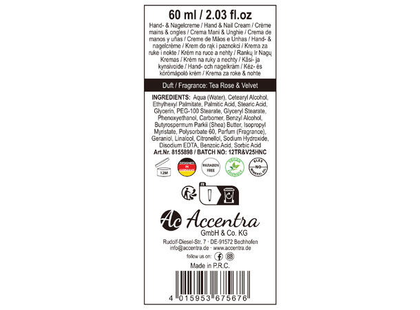 Hånd- og neglkrem 60ml tube 3ass Display 72stk. Vegansk 