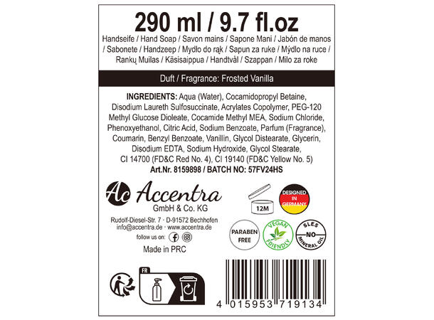 Håndsåpe Winter Magic 290ml Duft:Vanilje Vegansk Uten parabener/SLES 