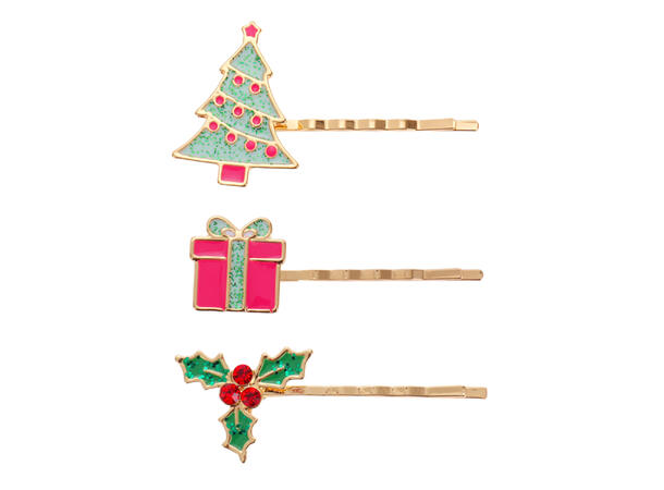 Hårnål juletre, gave, mistestein 3stk 