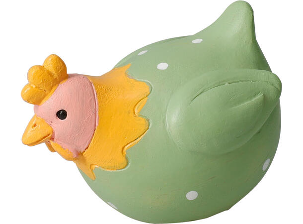 Høne påske polyresin 7,5x5x5,5cm 4 ass Vekt:60g 