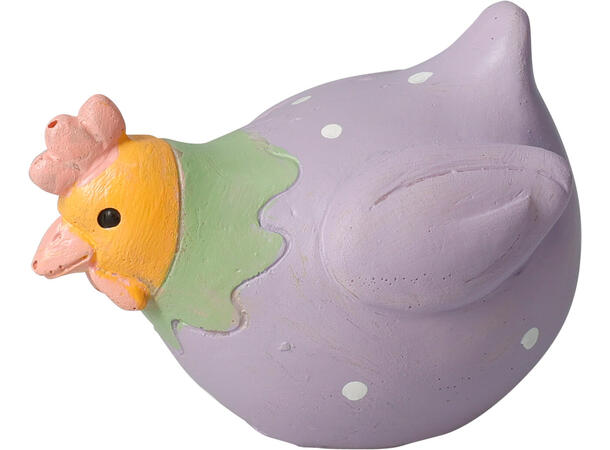 Høne påske polyresin 7,5x5x5,5cm 4ass Forpk 24stk Vekt 60gr 