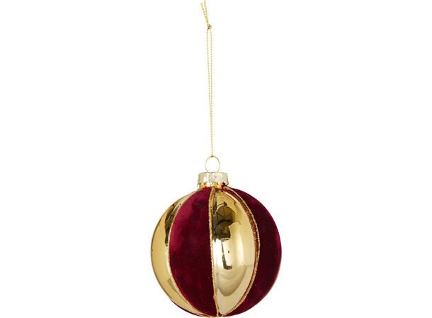 Julekule glass gull m/burgunder 8cm 2ass Display 12stk 