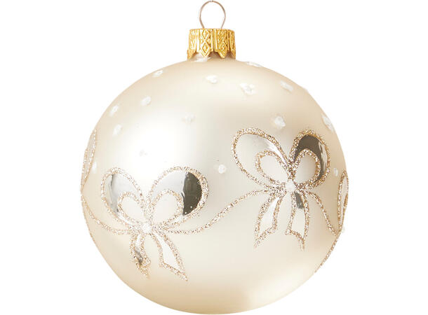 Julekule munnblåst sløyfe gull 8cm 2ass Display 12stk. Håndlaget i Ukraina 