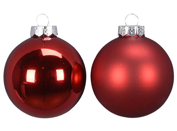 Julekule rød matt/shiny glass 6cm 45stk 