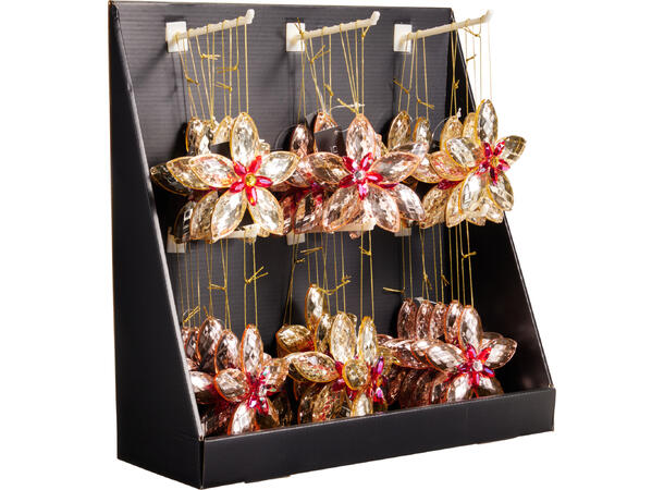 Julepynt julerose henge PE 11cm 2ass Display 30stk 