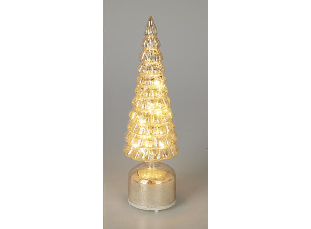 Juletre LED bev.lys glass sølv 36cm 2ass Forpk 6stk Batt 3xAAA Timer 6/18t 