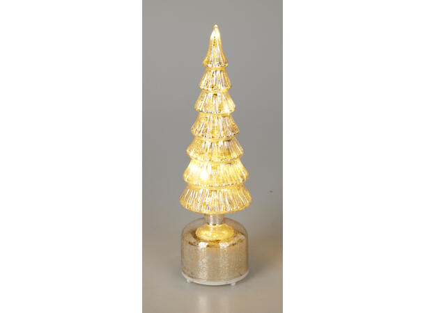 Juletre LED bev.lys glass sølv 36cm 2ass Forpk 6stk Batt 3xAAA Timer 6/18t 