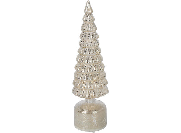 Juletre LED bev.lys glass sølv 36cm 2ass Forpk 6stk Batt 3xAAA Timer 6/18t 