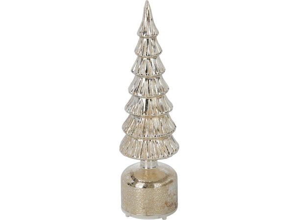 Juletre LED bev.lys glass sølv 36cm 2ass Forpk 6stk Batt 3xAAA Timer 6/18t 