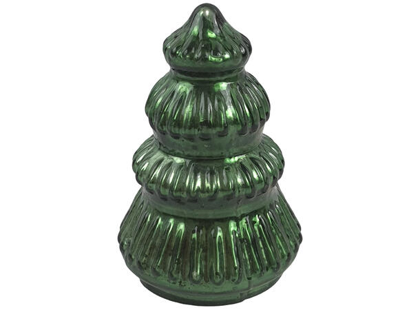 Juletre grønn glass 6,5x6,5x10cm Forpk 24stk 