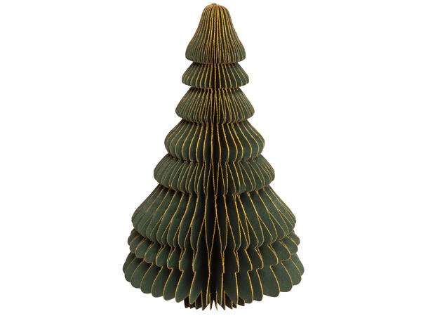 Juletre papir grønn m/gull/stjerne 20cm 