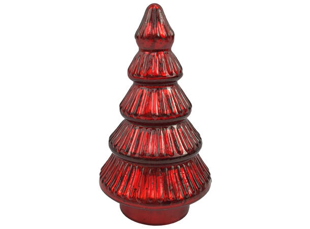 Juletre rød glass 11x11x19cm 