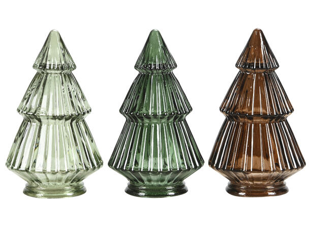 Juletre stripet glass 7,5x13cm 3ass 