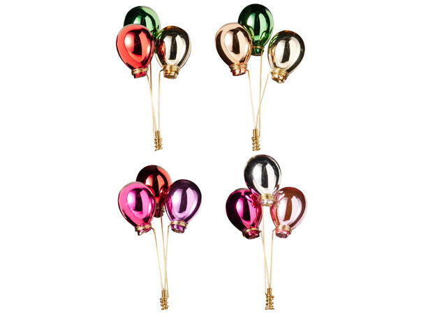 Juletrepynt ballong glass klyp 13cm 4ass Display 12stk 