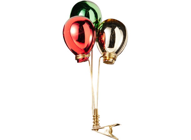Juletrepynt ballong glass klyp 13cm 4ass Display 12stk 